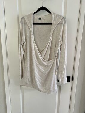 Roxy Cream Hooded Wrap Tunic with Side Tie